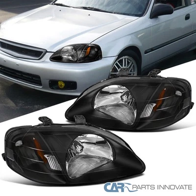 Black Fits 1999-2000 Honda Civic EK EJ LX EX SI 2/4Dr Headlights Lamps 99-00 — 第 1/4 张图片