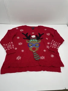 Ugly Weihnachtspullover Damen rot Rentier Größe 2x Urlaub Party Kleidung - C - Bild 1 von 12