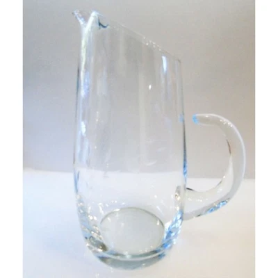 Jarro de vidro 54 oz topo inclinado babado bico alça aberta floral gravura vintage - Imagem 1 de 4