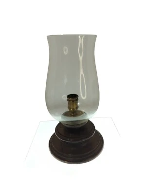 Art Deco Lamp Italian Nautical Oak Wood Base Brass Fixture Oceanlife Home Decor - Image 1 of 4