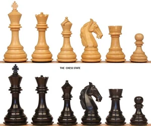 3.8" Columbian Knight Luxury Staunton Chess Pieces Only- Double Weighted Ebony - Picture 1 of 8