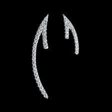 Sterling Silver Asymmetrical Arrow Line CZ Climber Crawler Stud Earrings