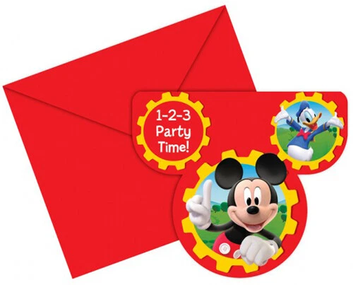 Disney Mickey Mouse Clubhouse Party Invitations x 6 - Children's Party Supplies - Image 1 of 1