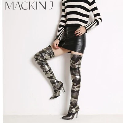 Mackin J Thigh High Camo Boots * Sexy Stiletto  size 7. - Image 1 of 4