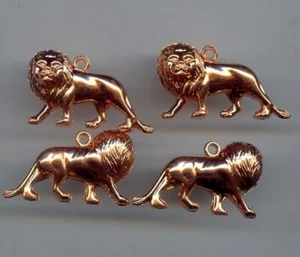2 VINTAGE COPPER COATED ACRYLIC LION 23x41mm. PUFF CHARM PENDANTS 168 - Picture 1 of 1