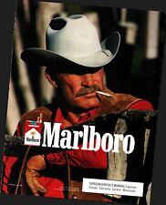 Vintage 1988 MARLBORO CIGARETTES RED Print Ad #2  1980s COWBOY SMOKING c4