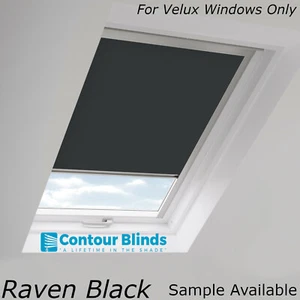 BLACK BLACKOUT FABRIC SKYLIGHT  BLINDS FOR ALL VELUX® ROOF WINDOWS  - Picture 1 of 12