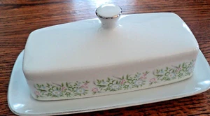 TAIHEI Springtime bedeckt Butterdose 1/4 Pfund Silberrand Fine China Vintage Japan - Bild 1 von 5