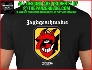 Jagdgeschwader 2/JG54 Devil Head T-Shirt Luftwaffe Squadron - Picture 1 of 49