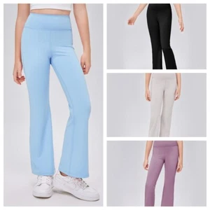 Girls Kids Yoga Leggings High Waist Quick Dry Breathable Running Pants YL5070 - Picture 1 of 17