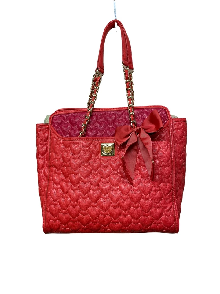 Trava de coração corrente ouro 26” laranja vermelho Betsy Johnson 13x13” - Imagem 1 de 4