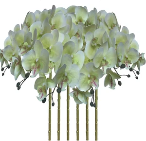 Fagushome 32 Inch Artificial Phalaenopsis Flowers 6 Pcs Artificial Orchid Flowe - Picture 1 of 12