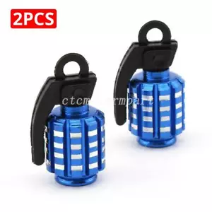 2PCS Blue Grenade Tire/Wheel Air Stem Valve Caps for Harley-Davidson Bike - Picture 1 of 3