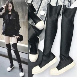 Women Thigh High Boots Over the Knee Booties Flats Fashion Sneakers Oxfords Punk - Picture 1 of 6