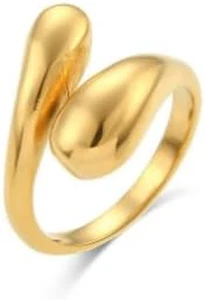 1 Ring, 1 Schmuckschatulle, Goldringe für Damen, Tropfenringe, verstellbare Daum - Bild 1 von 1