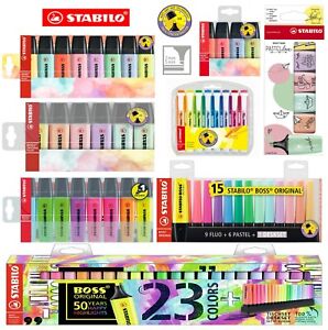 STABILO Boss Original Highlighter Pens Fluorescent Pastel Colours School Office