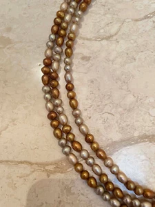Multi Strand Freshwater Pearl Necklace SILK Hand knotted Akoya Pearl Jewelry MOM - Picture 1 of 11