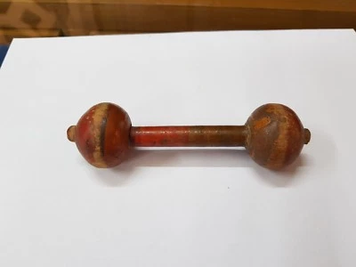 Jouet Hochets En Bois Peint À Deux Faces Vintage Ancien Original Fait Main W739 - Photo 1/4