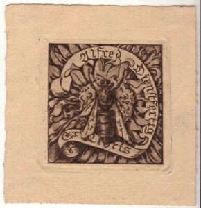 GUIDO JOSEF KERN: Exlibris für Alfred Dienstfertig, 1920, Biene - Imagen 1 de 1