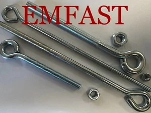 6mm 8mm or 10mm straining eye bolt X 100 150 200 steel folding gate fence zinc - Picture 1 of 9