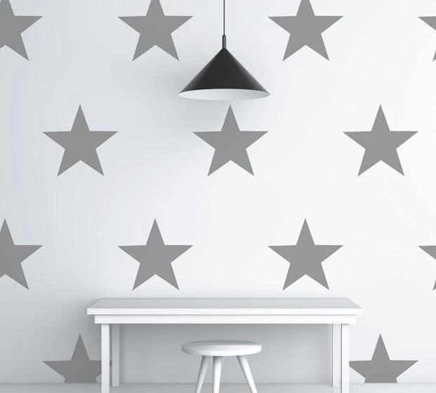 KAPOW BOOM GRAPHICS Kit de calcomanías de pared GRIS STARS Calcomanías gráficas guardería lindas dos tamaños opciones