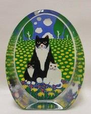 Martti Lehto Glass Card Cat Portrait Family 1990 Finland Arabia Iittala 