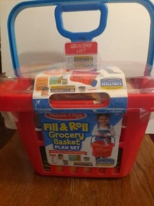 New Melissa & Doug Fill & Roll Grocery Basket Play Set with 11 Pieces - Picture 1 of 8