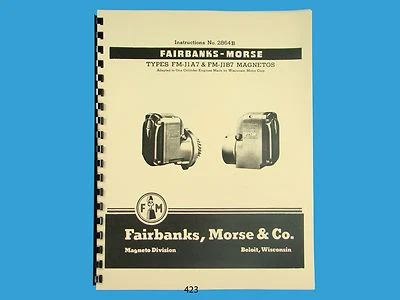 Fairbanks Morse Magneto manual de instruções e peças para pentes FM-J1A7 e FM-J1B7 *423 - Imagem 1 de 3