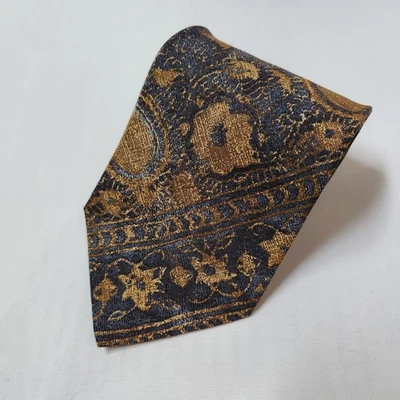 Gravata masculina Giorgio Armani gravata seda bronze azul preta moderna Itália curta - Imagem 1 de 4
