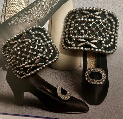 Vintage Edwardian SHOE Buckles Cut Steel & Fabric Collect Shoe LOVERS VGOOD - Image 1 of 4