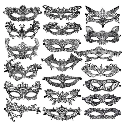 Einheitsgröße Venezianische Masken - 20 Stücke für Festlichkeiten und Bälle - Bild 1 von 4