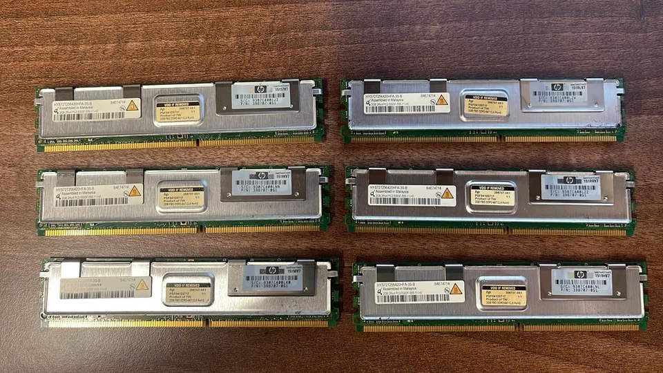 Qimonda HYS72T256420HFA-3S-B 6 x 2GB (12GB) 2Rx4 PC2-5300F Server RAM Memory - Image 1 of 2