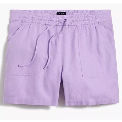 J. Crew Linen Blend Drawstring Shorts in Lavender Pockets Size Large - Image 1 of 4