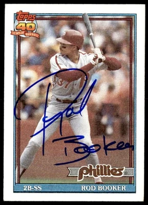 1991 Topps #186 Rod Booker IP AUTO - Image 1 of 2