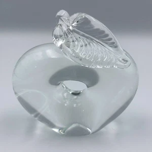 Exbor Czech Heart Leaf Art Glass Paperweight Sculptor 4" - Picture 1 of 5