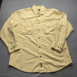 Woolrich Shirt Mens Medium Vented Long Sleeve Yellow Nylon Blend Fishing Pockets - Picture 1 of 15