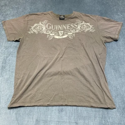 复古 Guinness Gaziani 官方商品 T 恤男式 2XL 棕色图形棉 — 第 1/4 张图片