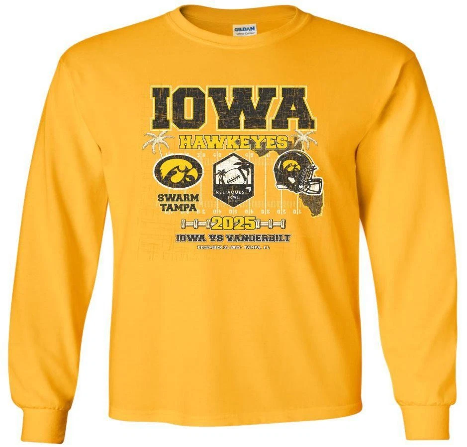 Reliaquest Bowl 2025 Iowa Hawkeyes - Camiseta dorada manga larga Foto 1 de 1