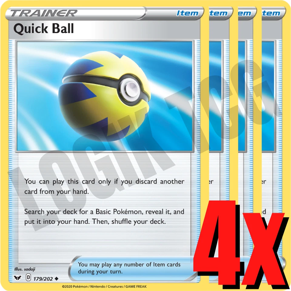 4x Quick Ball 179/202 x4 - Sword & Shield Base Set - Pokemon TCG - Playset - Image 1 of 1
