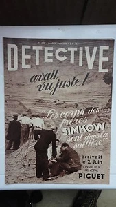 REVUE DETECTIVE N°503 FRERES SIMKOW AMBERIEU EN BUGEY 1938 TBE ! - Picture 1 of 2