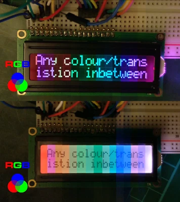 RGB LCD Zeichenanzeige 1602 16x2 FSTN negativ invertiert (RGB auf schwarz) - Bild 1 von 4