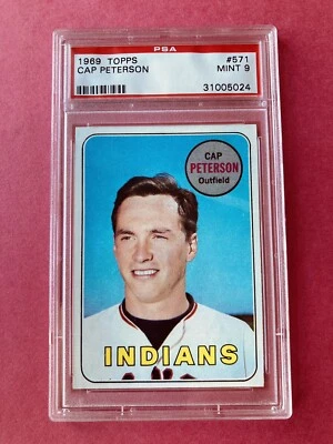 1969 TOPPS #571 CAP PETERSON PSA 9 MT Centered - Image 1 of 4
