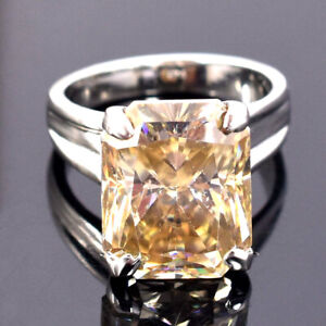 RARE 12.10 Ct Champagne Lab Cretated Diamond Solitaire Ring In 14k White Gold Fn