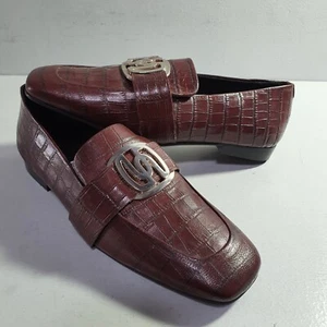 ASOS Croc Leather Smart Loafer Shoe Metal Badge Flat Comfort Size UK4 EUR 37 New - Picture 1 of 17