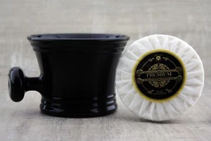 Taza de afeitar para el hogar taza tazón de espuma jabón perfecto peluquero salón herramientas de afeitado negro - Imagen 1 de 4