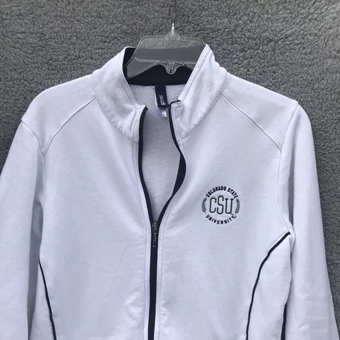Colorado State Rams Sweatshirt Womens Large Full Zip White Long Sleeve Jacket Cover