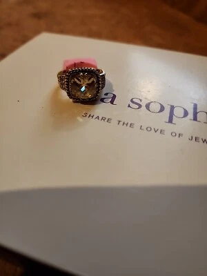 Anillo Lia Sophia Limón Gasa Talla 6 Oro Plata Dos Tonos Circonita Amarilla Corte Cojín Foto 1 de 4