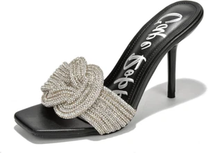 Cape Robbin Flynn Stiletto Heel Sandals, Rhinestone Knot, Black Sz Women 8.5 NEW - Picture 1 of 6