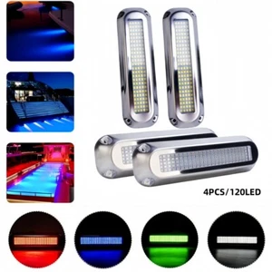 4X 120LED Boot Licht Unterwasser Marine Querbalken Rücklampe Edelstahl Ponton - Picture 1 of 15