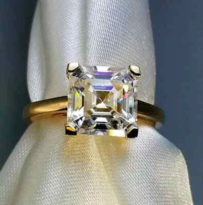 4.50 Ct Certified Asscher Cut White Natural Diamond 925 Silver Engagement Ring - Picture 1 of 7